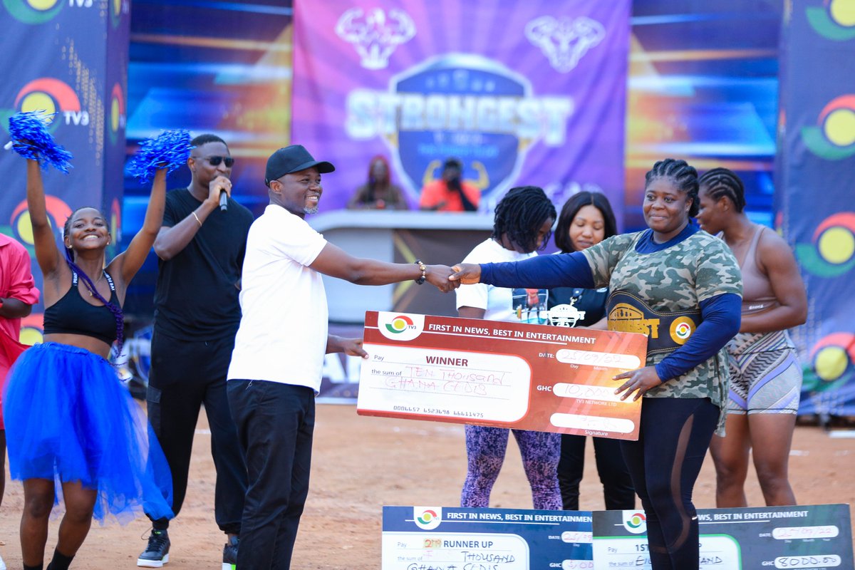 tv3_ghana's tweet photo. Your Winner of the maiden edition of #GhanasStrongest Woman - Doris Nartey. Congratulations. Well deserved 🎉💃💯 https://t.co/qtdTvt8pcs