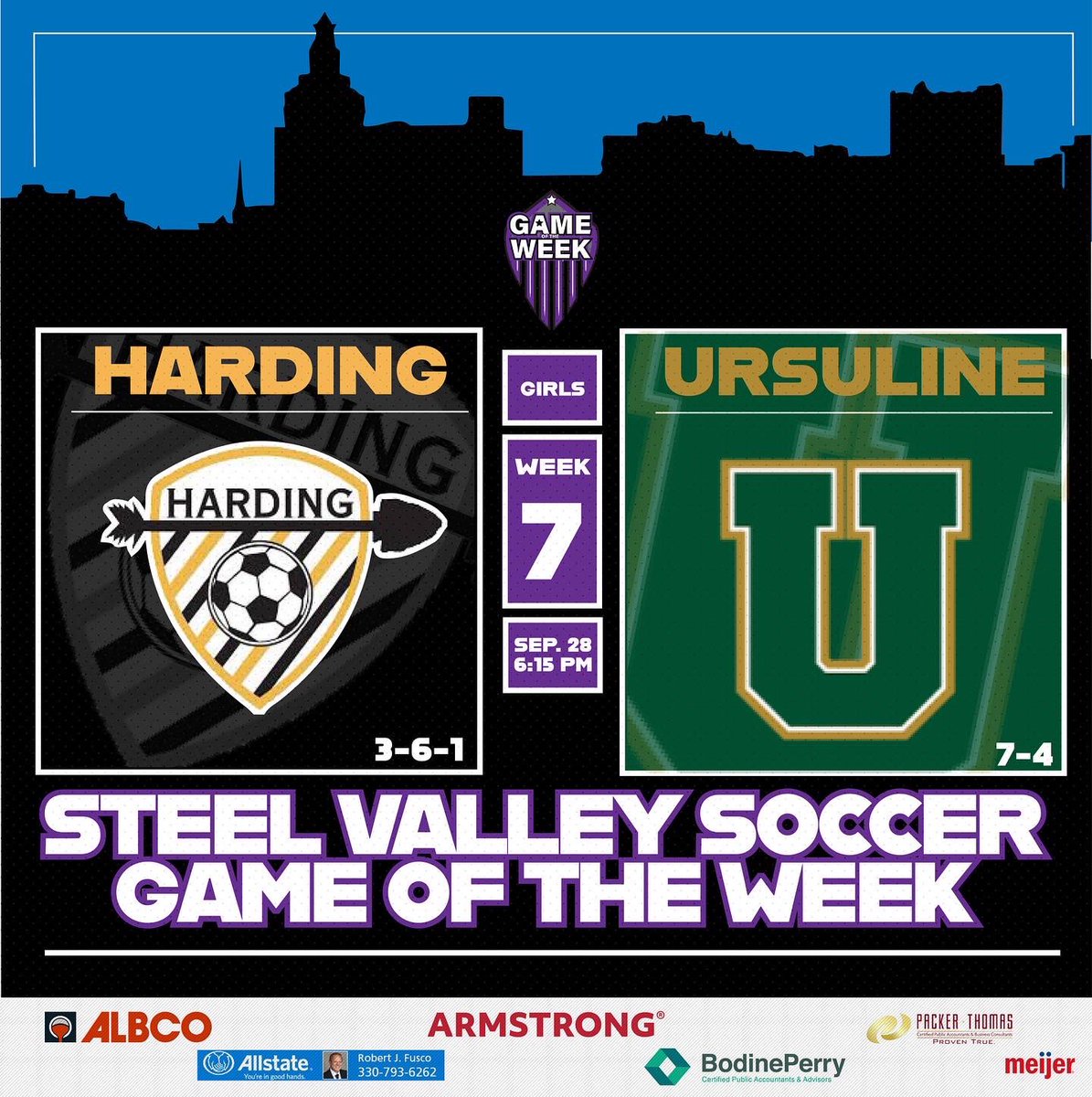 The season is flying past and our Week 7 matchups will be good ones! <a href="/UHS_Athletics1/">Ursuline Irish Athletics</a> <a href="/warrenjfk/">JFK Catholic School</a> <a href="/warrenschools/">Warren City Schools</a> <a href="/UnitedBoysSoc/">United Local Boys Soccer</a> #steelvalleysvs #ohio #highschool #soccer 🎉⚽️🎉