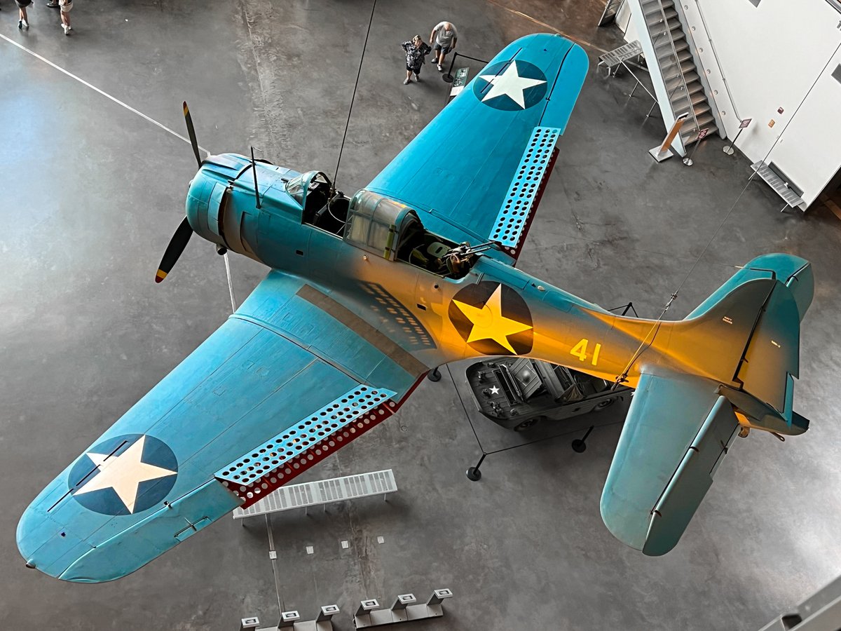 chicagox's tweet photo. Great view of a Douglas SDB Dauntless dive bomber on display.  The Nation World War II Museum in New Orleans. #airplane #museum #wwii #neworleans https://t.co/UvYWtSNuS8