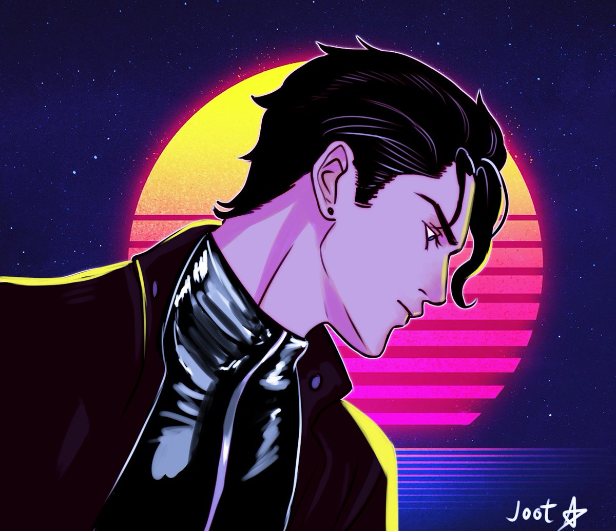 Jawny939's tweet photo. Synthwave vibes #JotaroKujo #JJBA #Joot https://t.co/6zsiZWui1Y