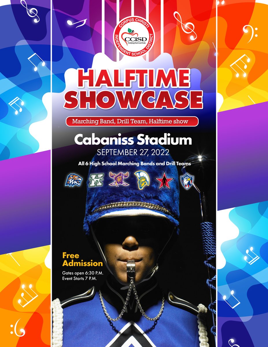 Are you ready for a night of fun? 🥁🎺

Don't miss the Halftime Showcase! This is a great time to support the district marching bands and drill teams. Let us know who you will be cheering on! 📣