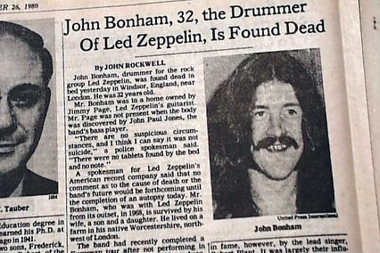 5TUDIOFORTYFIVE's tweet photo. His death wa the end of English rock band #LedZeppelin . #JohnBonham die in his sleep after a night of heavy drinking (40 vodka shots in 4 hours). Bonham choked on his own vomit at just 32 y.o. on 9/25/1980.

#rock #music #band #HardRock #rockband #gonetosoon https://t.co/bOpjdhTE7G
