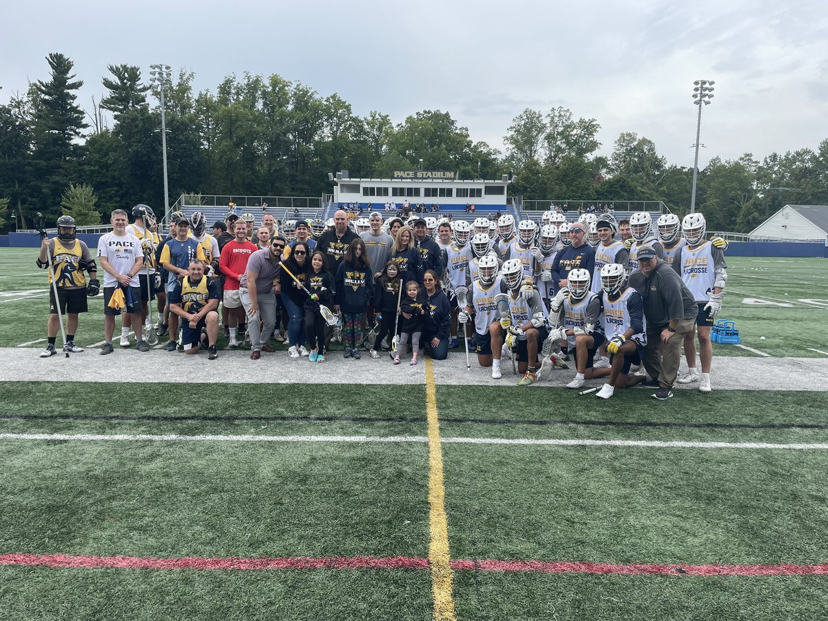 PaceUSetters's tweet image. Today we welcomed back our @PaceLacrosse alumni in honor of the #Dawgfather Coach Mulholland. Special sticks and shirts were made in his honor.