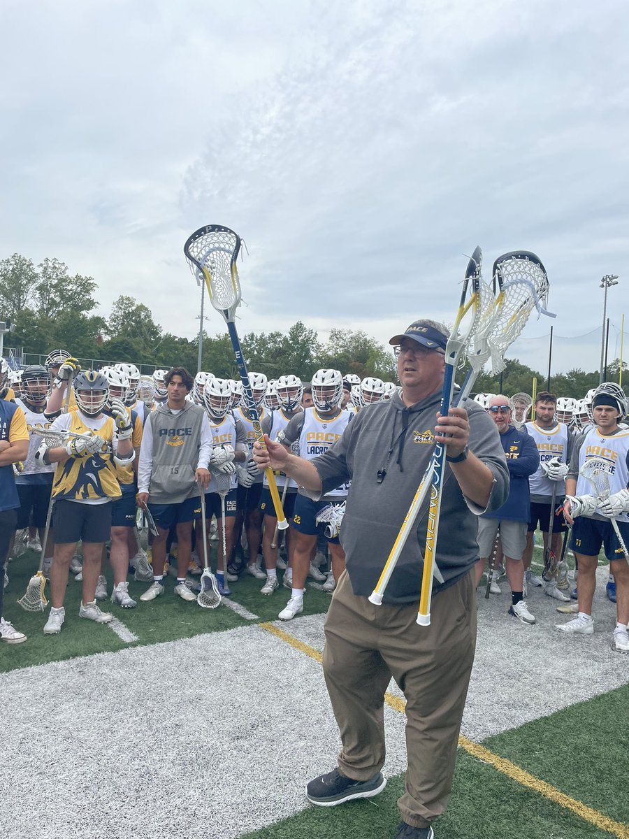 PaceUSetters's tweet image. Today we welcomed back our @PaceLacrosse alumni in honor of the #Dawgfather Coach Mulholland. Special sticks and shirts were made in his honor.