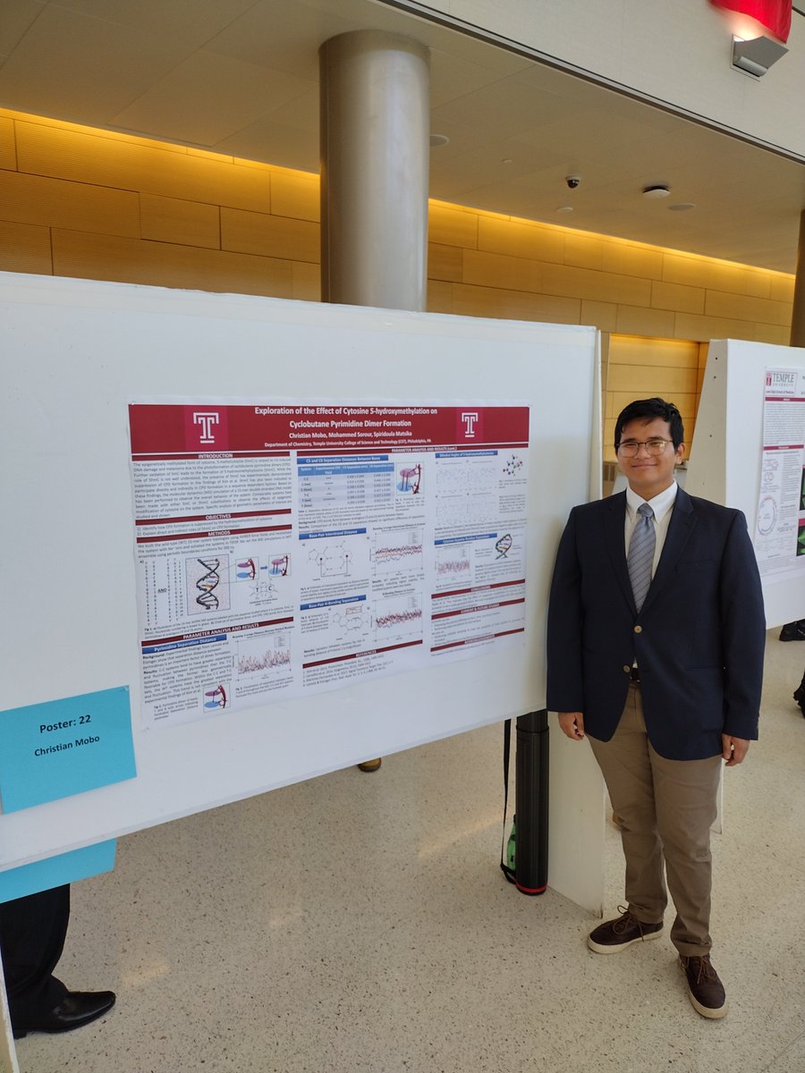 LabMatsika's tweet photo. Matsika lab representing at the CST Undergraduate research symposium. Congratulations Christian and Jordan!!  @TempleUniv 
@ugradresearchTU @CST_TempleU @TUChemBot https://t.co/fRIaeUBcTx