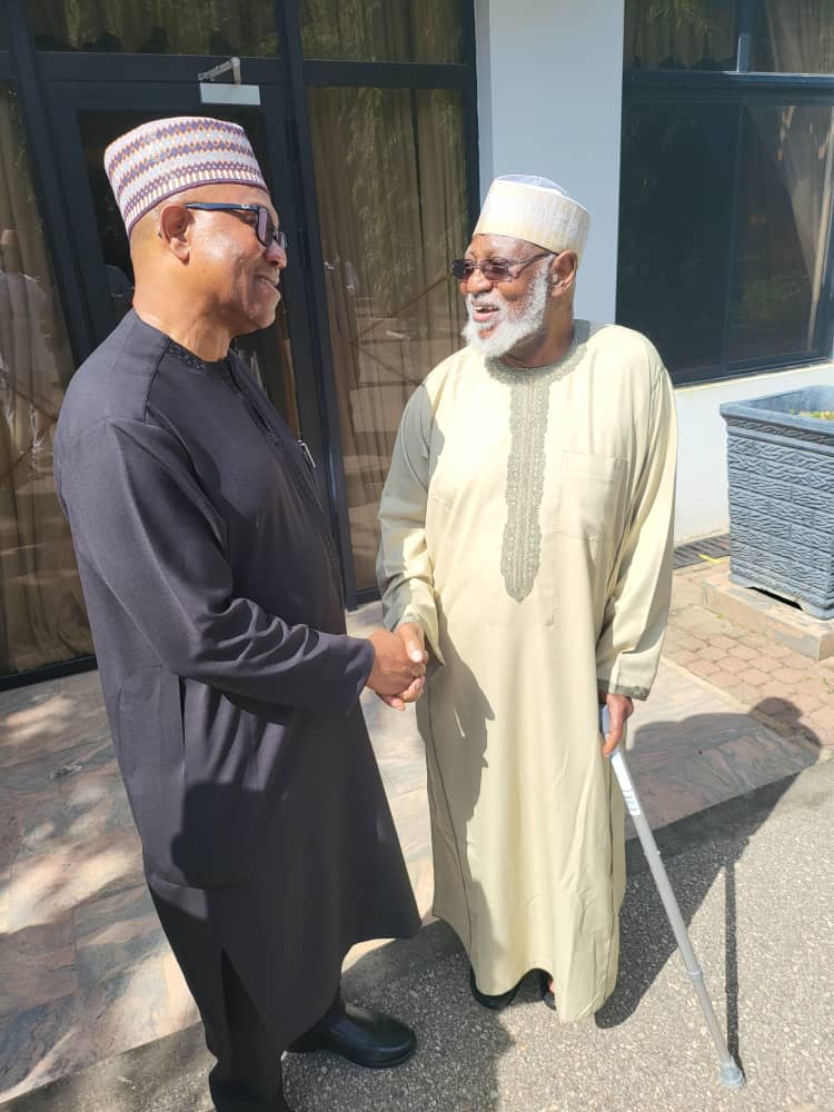 PeterObi's tweet photo. It was a pleasure and honour for me and my running mate, Dr Yusuf Datti Baba-Ahmed, to be hosted by Nigeria's military president, General Abdulsalami Abubakar, GCFR, at his home in Minna today. https://t.co/8Owoy7GZy9