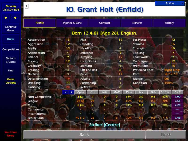 drewmd's tweet image. We're off to the First Division! Season finishes with a League / Vans Trophy double. Holt and Mallon forming a great partnership, and Cotugno looking like a player we can build our team around. Now to look for some serious reinforcements for our bid to survive in D1 #cm0102