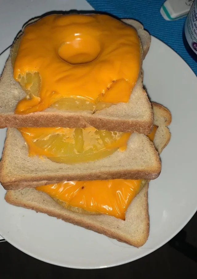 triple decker pineapple and cheese sandwich