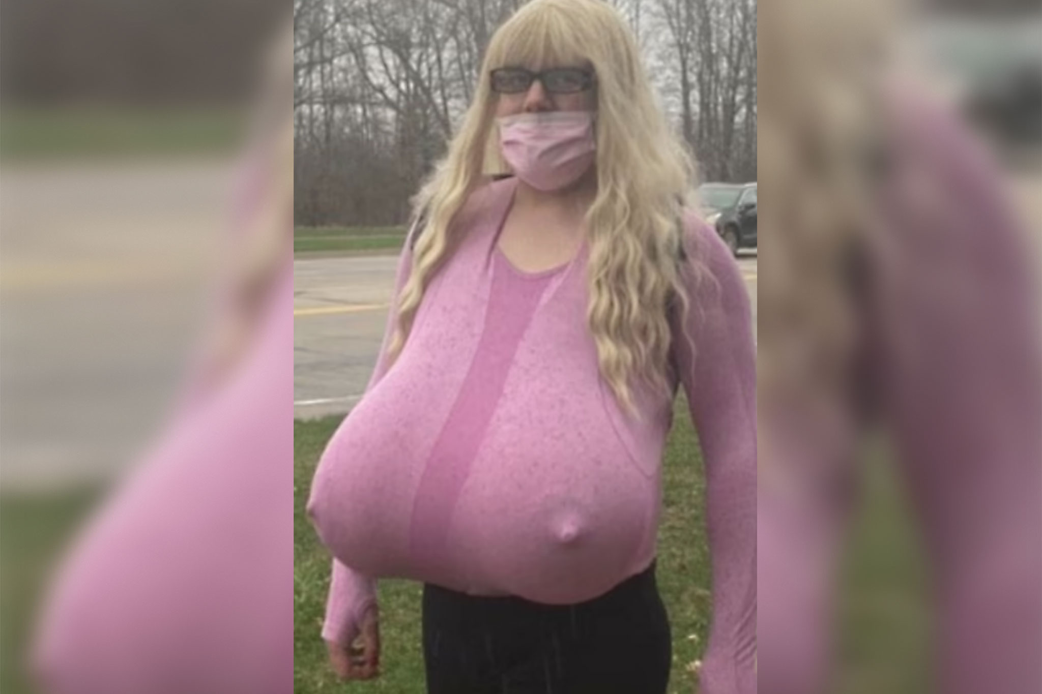 blogTO on X: People came out to protest the Oakville teacher who wears the  massive prosthetic breasts #Oakville #Ontario    / X