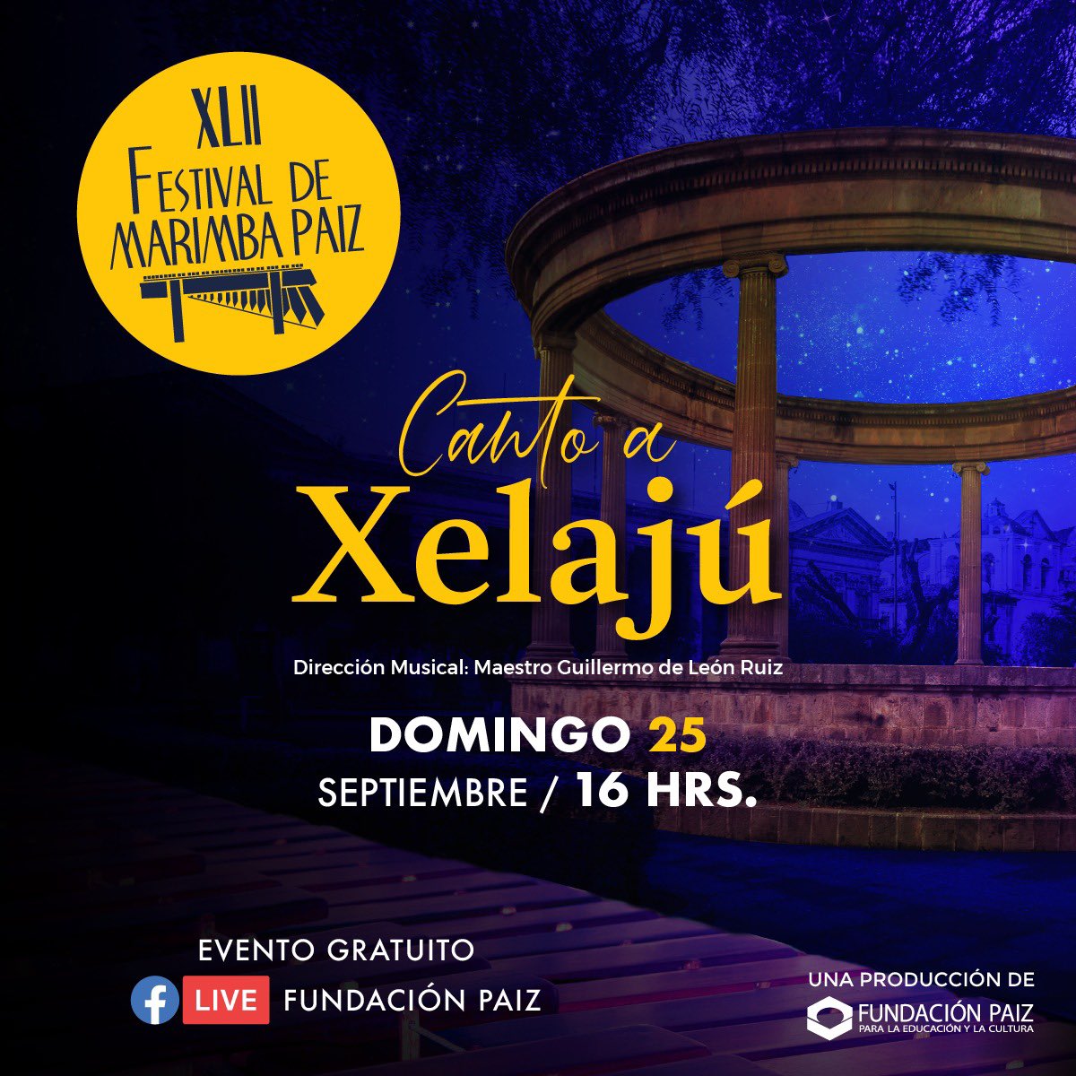 lavozdexela's tweet photo. ES HOY EL XLII FESTIVAL DE MARIMBA PAIZ | Dedicado a Quetzaltenango: Canto a Xelajú. 
🔵16:00 horas https://t.co/pEQ7iEsy20