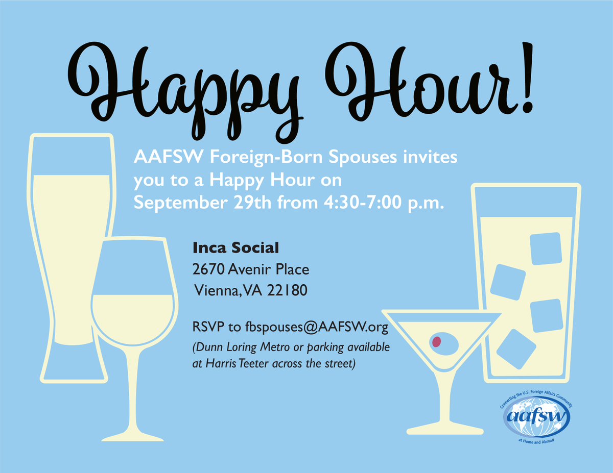 AAFSW's tweet photo. Join FBS this week for happy hour! https://t.co/JJP65U4Os8