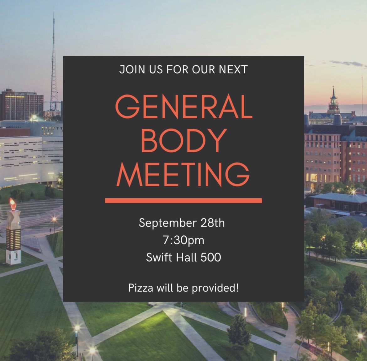 EnableCincy's tweet photo. Hey bearcats! While planning your week don’t forget about our general body meeting this WEDNESDAY at 7:30 in Swift 500. See you there! 😄 https://t.co/hhX98BYjyn