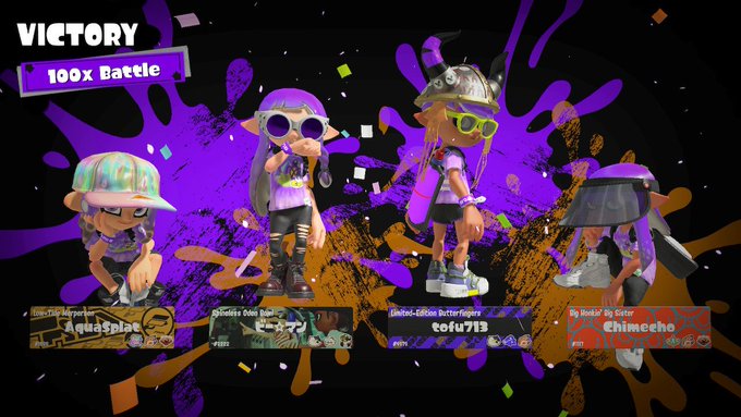 OMG, Team Gear won 100X battle ! 
I'm the one w/ the🍑toward the cam. 😏
#Splatfest #Splatoon3 #NintendoSwitch