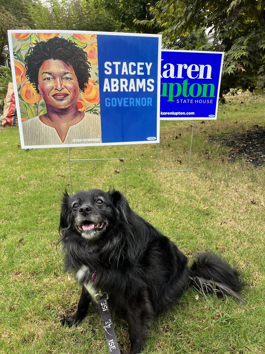 ElaineAnnD's tweet photo. Charlotte is all in for the dems! Do you have your plan to vote? #DogsForDems #GApol @staceyabrams https://t.co/2N5ehhaToY