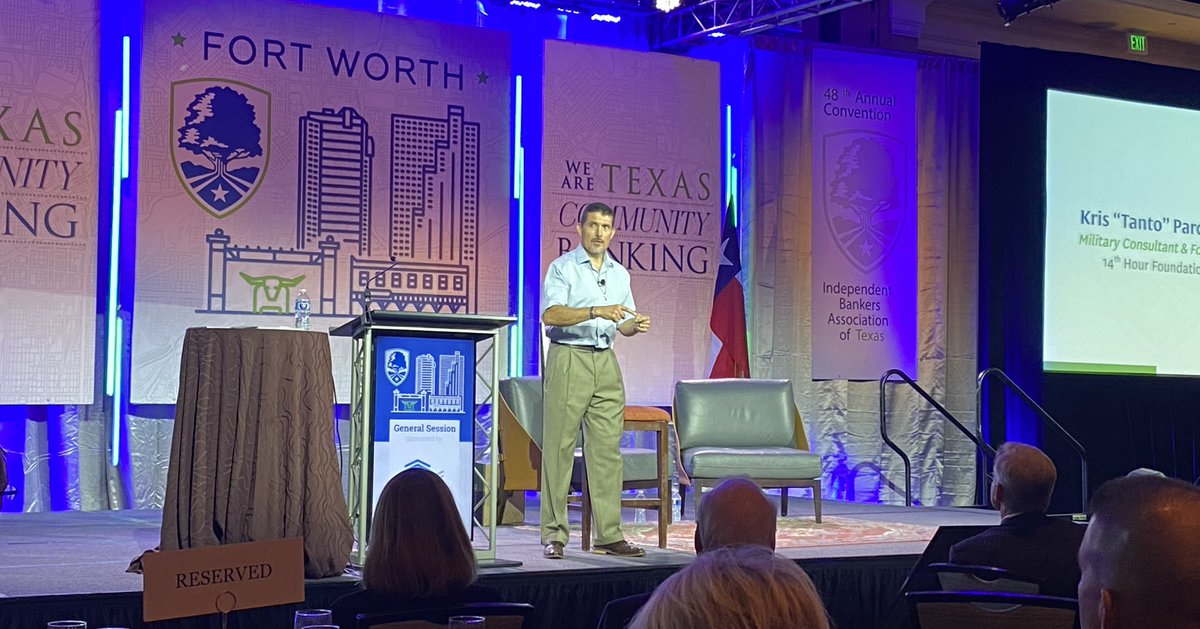 At the IBAT conference and got to hear from former Army Ranger and Benghazi hero Kris “Tanto” Paronto! #unbelievable #hero <a href="/myibat/">Independent Bankers Association of Texas</a>