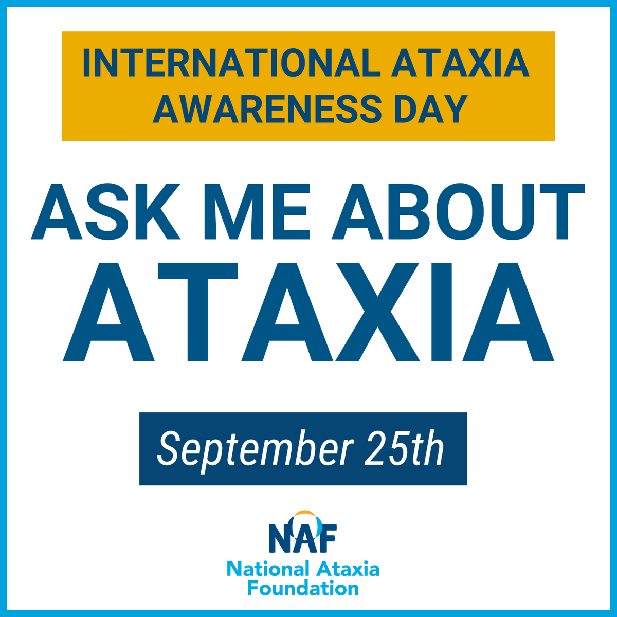 NAF_Ataxia's tweet photo. Today is International Ataxia Awareness Day! Less than a century ago, Ataxia was still an unknown disease in medicine. Today we are are seeing incredible progress in Ataxia research &amp; awareness but there is still a lot of work to do. (1/4) https://t.co/6eRkLf5ISW