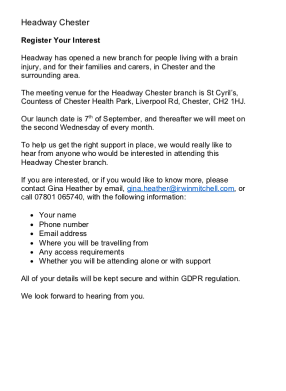 We are looking forward to the first Headway Meeting on the 12th of October, 10am-12pm. Please find further information below and share to anyone who you find would benefit from this.