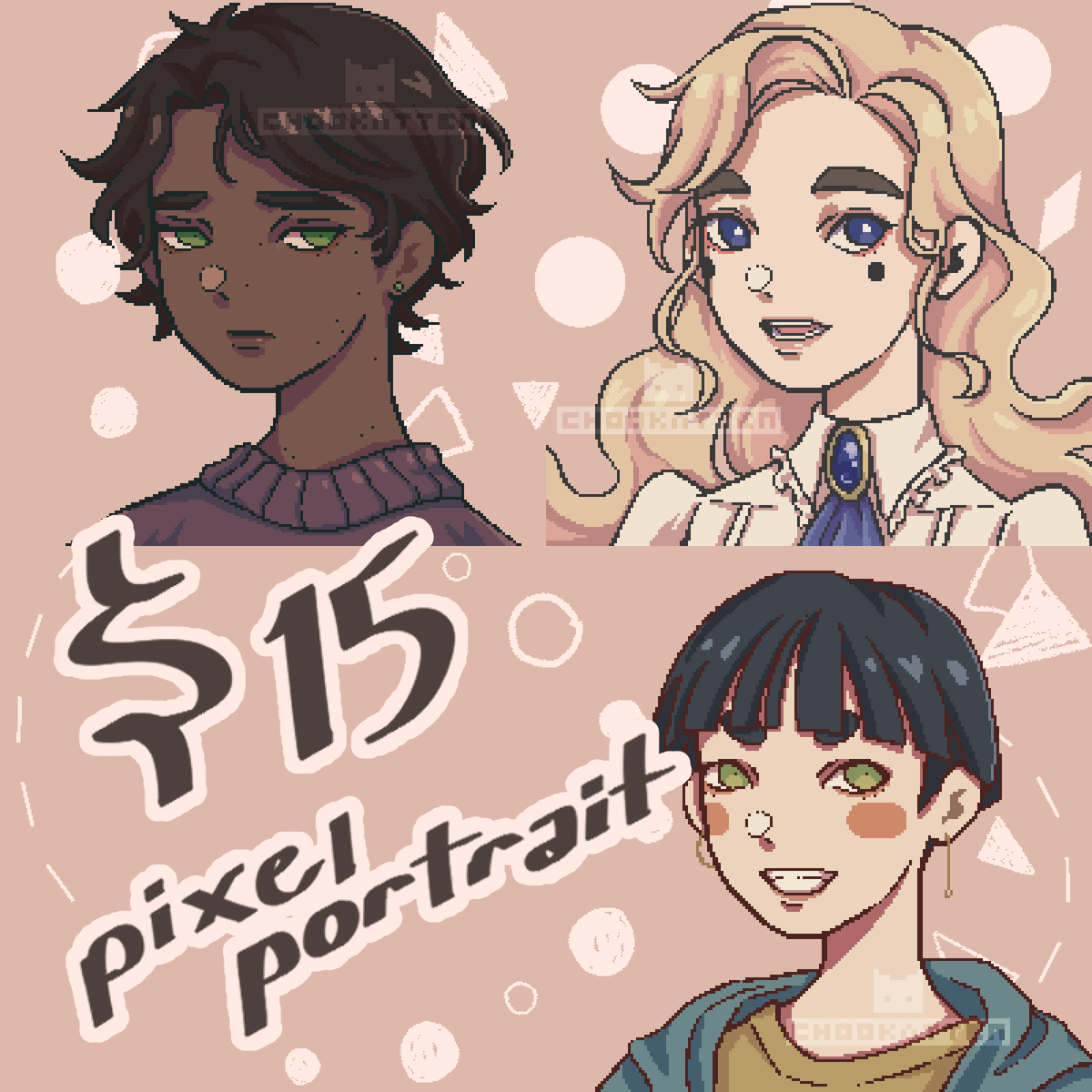 ChooKatten's tweet photo. ✤ COMMISSIONS OPEN ✤
COLORED PIXEL PORTRAITS
RTs 💙

$15 USD for one portrait
+$3 USD per variant of the same portrait in a different expression
+$4 USD per hand requested
**You will not be charged if the same hand is used for multiple of your portraits

https://t.co/sMWTqobuA8 https://t.co/JgEUi7yO71