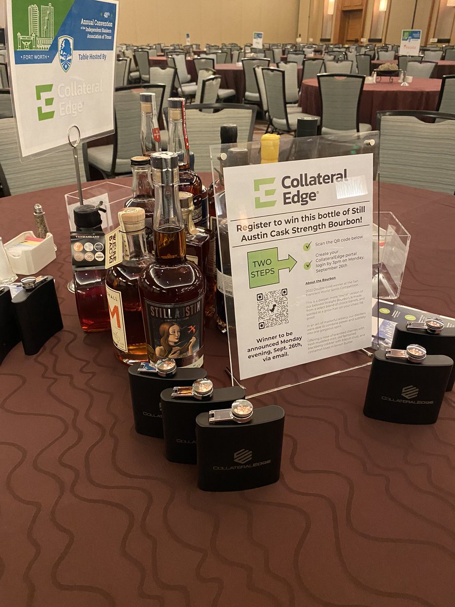 We aren’t just bringing the most innovative fintech solution to the community banks at the IBAT Conference! <a href="/myibat/">Independent Bankers Association of Texas</a> #flasks #bourbon #giveaways