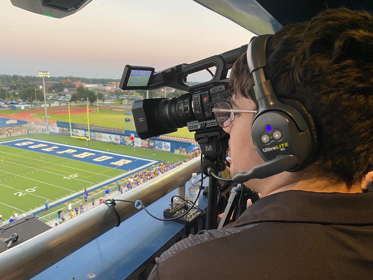 cpsbtv's tweet photo. Behind the scenes filming Friday night football at Sulphur High School. https://t.co/ZiVjmy3l9R