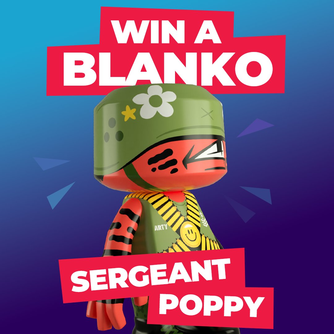 The launch of Blankos Block Party Season 1 is now just 3 days away!
Today we’re giving away 5 Sergeant Poppy Blankos, a first ever Party Pass exclusive Blanko.
Enter here: forms.gle/Vp3zJdKCmqLuaB…