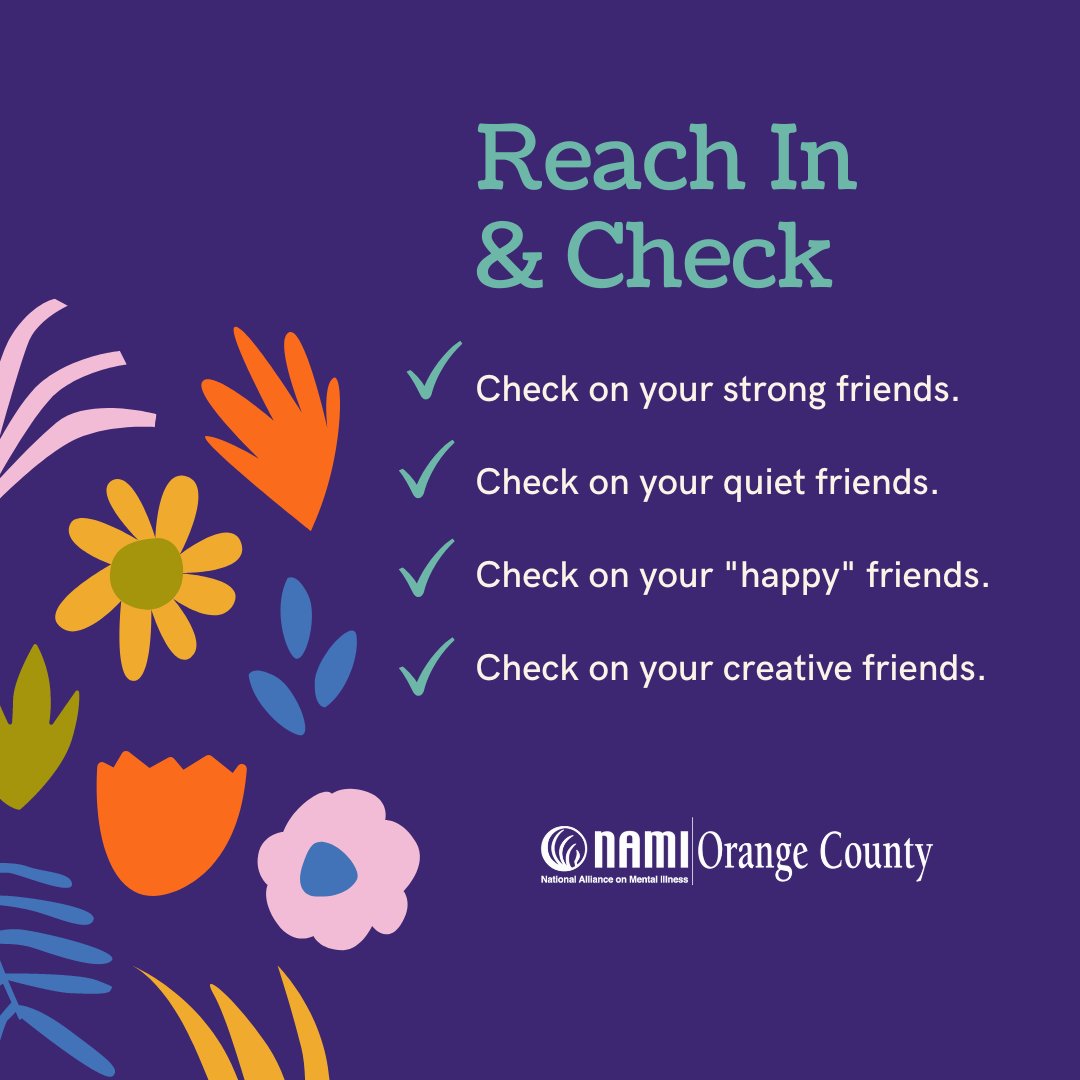 NAMIOC's tweet photo. Don't forget to #ReachInOC and check-in with EVERYONE!
#NAMI #namiorangecounty #mentalhealthmatters #suicideprevention #september #checkin #reachin #reachout #notalone #endthestigma #support #help #care #strong #strength #dontbequiet #happy #creative #orangecounty https://t.co/xX1c7UBJbX