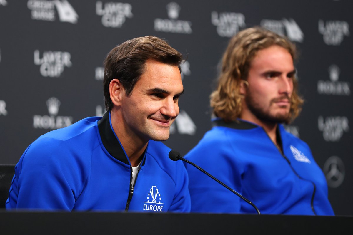 TennisChannel's tweet photo. One last presser this weekend for @RogerFederer!

#LaverCup https://t.co/1sWXi9jjMu