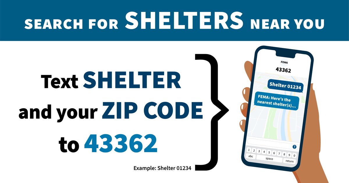 fema's tweet image. #ThingsToKeepInMind: If you are in the path of Tropical Storm #Ian and need a safe place to go, text SHELTER &amp;amp; your zip code to 43362 to get a list of shelters near you. 

You can also locate a shelter online: redcross.org/get-help/disas…