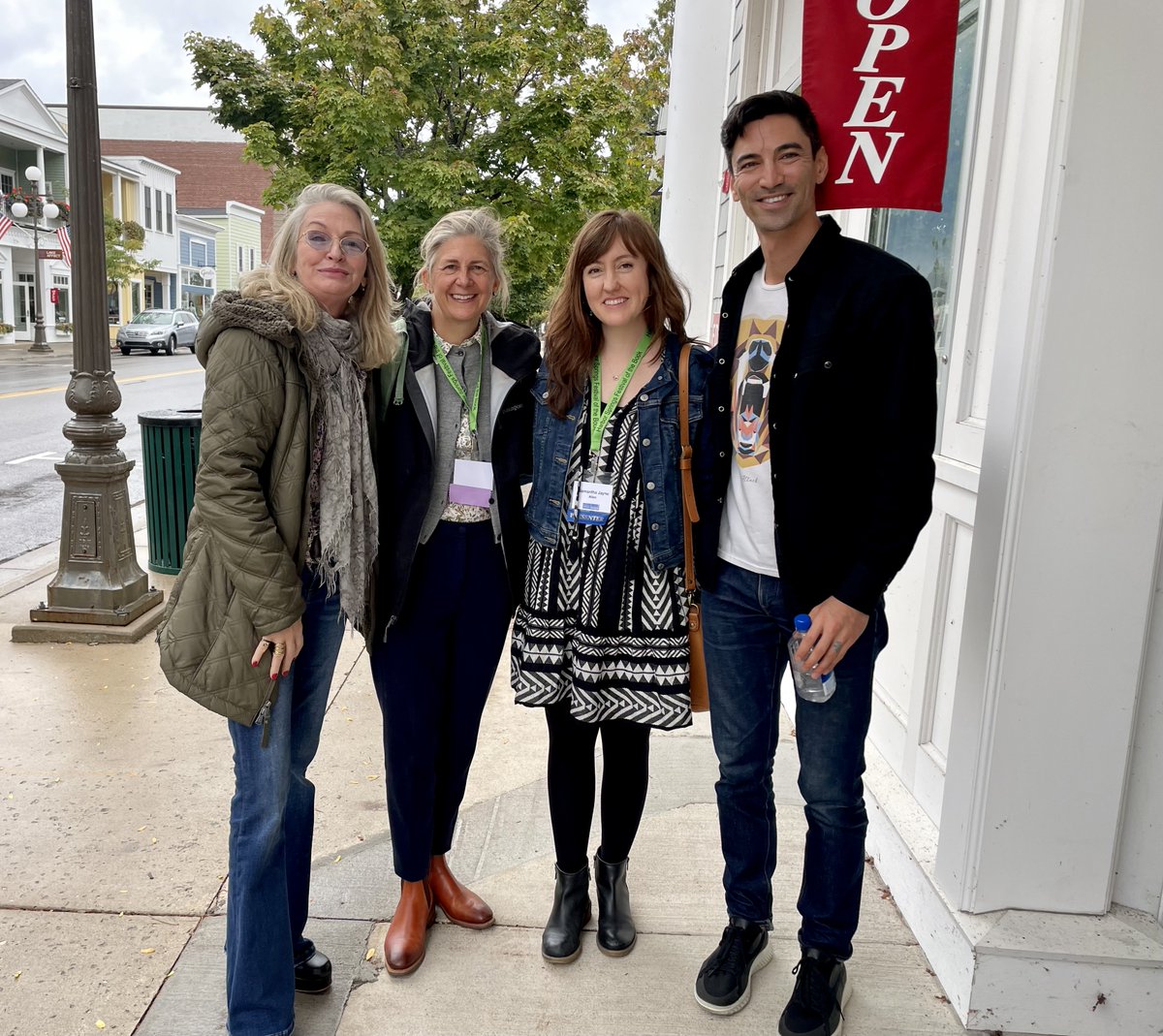 skirkwalsh's tweet photo. Post-panel ("Reckoning with the Past) on Main Street, Harbor Springs, Michigan. @hs_bookfest @annleary @RealDanielNieh and Samantha Jean Allen. So wonderful to moderate a panel in person! https://t.co/58GiEXwCX0