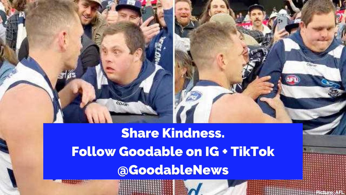 Their names are Joel Selwood and Sam Moorfoot. They are amazing 💕

If you believe the world needs more good news like this, please help us share it.  At Goodable, we're fixing the news — for GOOD.

Find us on the app store (it's free 😇) and on IG + Tiktok at GoodableNews.

🤗❤