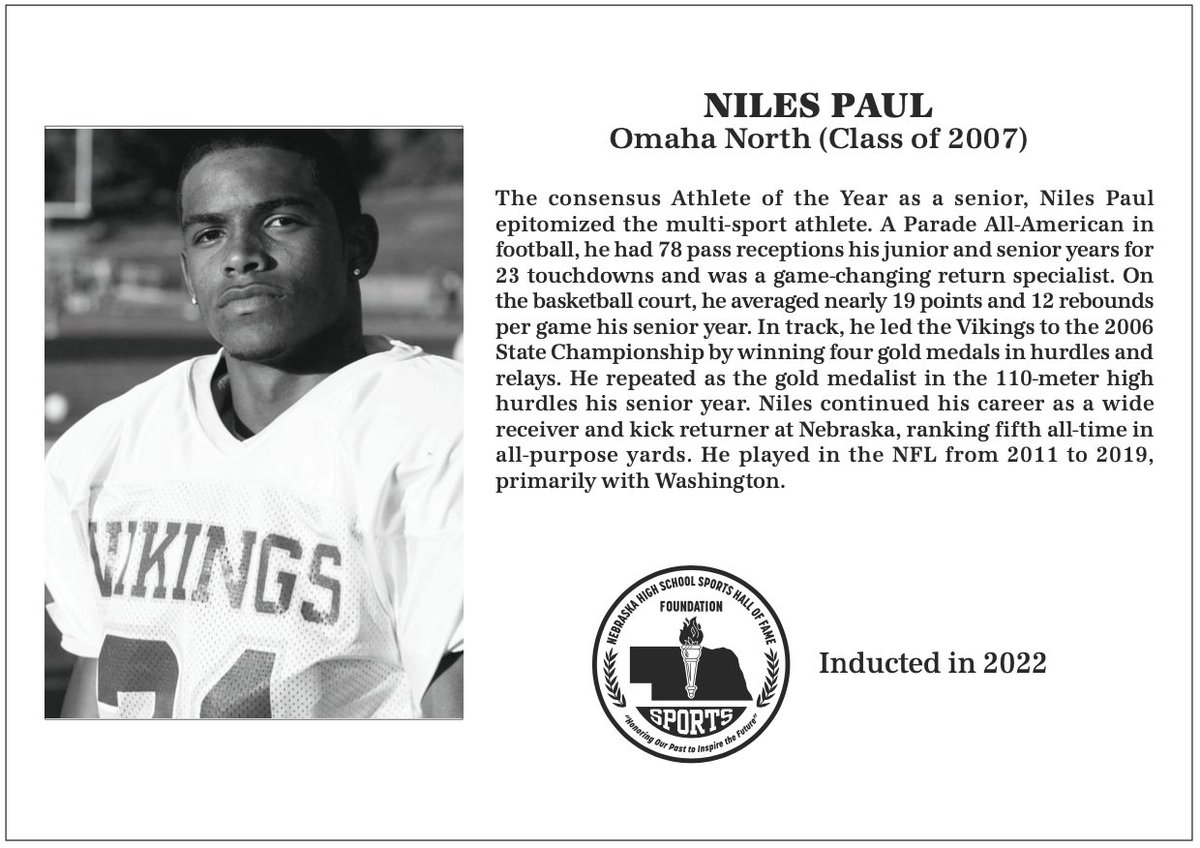 NE Hall of Fame (@nebhalloffame) on Twitter photo Welcome to the Hall! Niles Paul's legacy as an athlete at Omaha North will forever be in the <a href="/NebHallOfFame/">NE Hall of Fame</a>! <a href="/OPS_NorthHigh/">North High School</a> #nebpreps Welcome to the Hall! Niles Paul's legacy as an athlete at Omaha North will forever be in the <a href="/NebHallOfFame/">NE Hall of Fame</a>! <a href="/OPS_NorthHigh/">North High School</a> #nebpreps