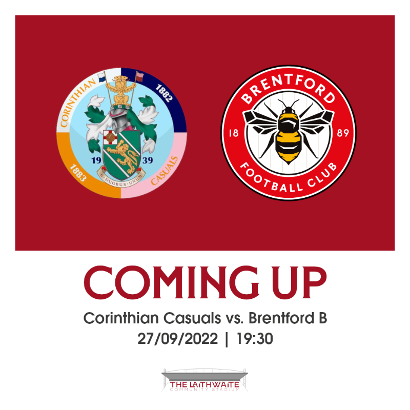 laithwaitecomm's tweet photo. We'll host Corinthian Casuals and Brentford B on Tuesday evening ⚽