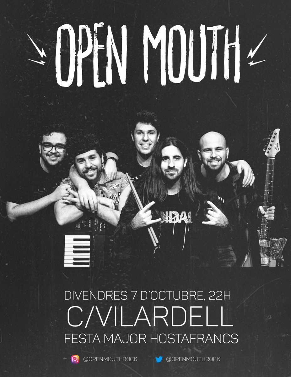 BOOM! Nou concert! Ens fa moltíssima il·lusió tornar a casa, a la <a href="/FMHostafrancs/">FMHostafrancs</a>! Divendres 7 d'octubre 22h al carrer Vilardell. Hi sonaran les nostres millors cançons, nous temes i versions molt potents. US ESPEREM!