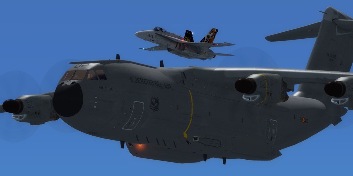 fuerzaereaFAE's tweet photo. Terminando el fin de #semana y la #jornada, con unas #maniobras #AAR sobre la #LED63 entre varias alas #operativas !

#Al11v con #Eurofighter 
#Ala15v con #F18
#Ala31v con #A400M
#AGAv con los últimos #alumnos que podrán disfrutar de los últimos #vuelos del #C101 https://t.co/Df3Swx4WtY