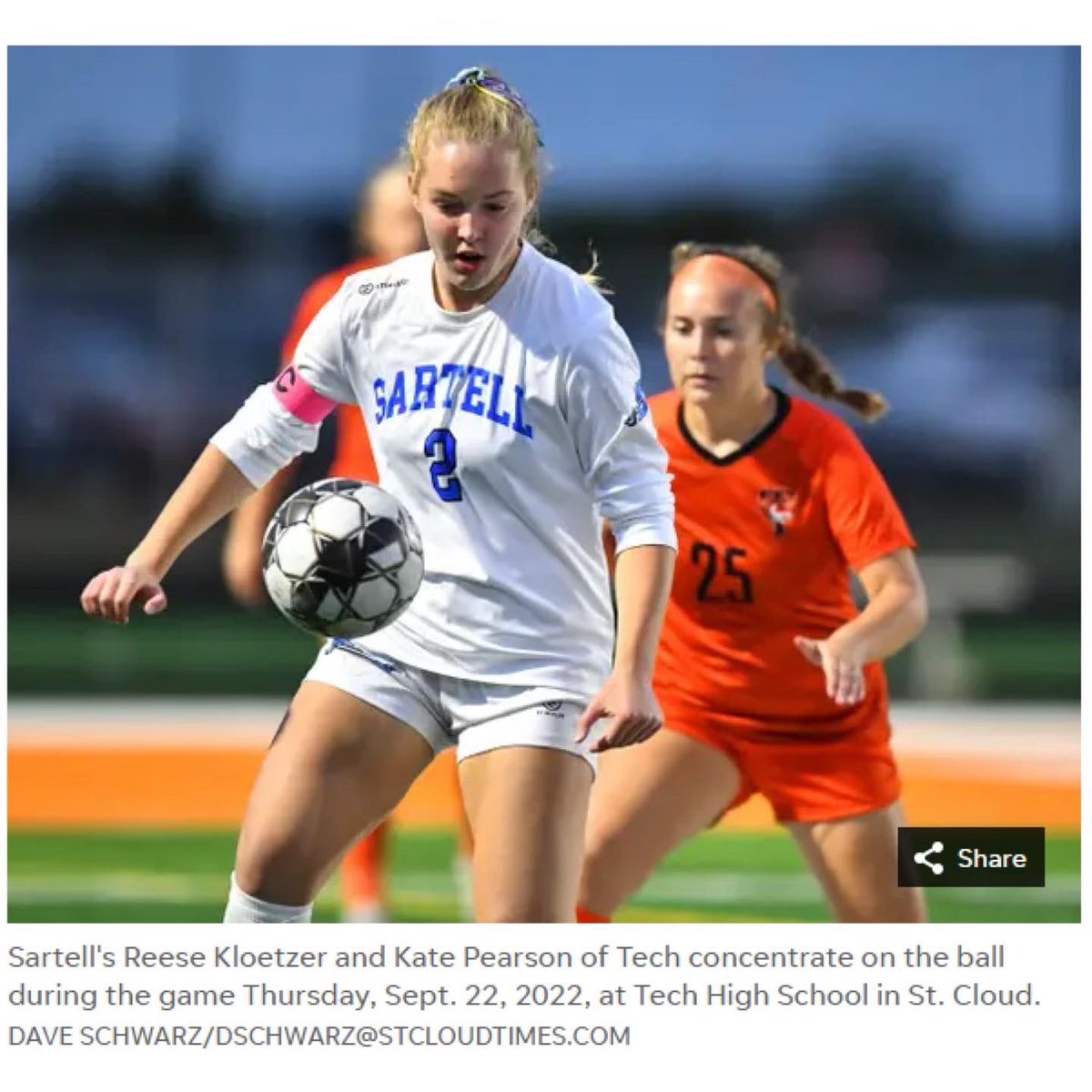 KloetzerReese's tweet photo. Thank you @dschwarzphoto for the awesome pictures in the @sctimes! #sartellsoccer #undefeated #sctimes #sartellgirlssoccer @twincitiesrush @Rushselect @RushSoccer @girlssoccershs https://t.co/0yobjeD9Bf