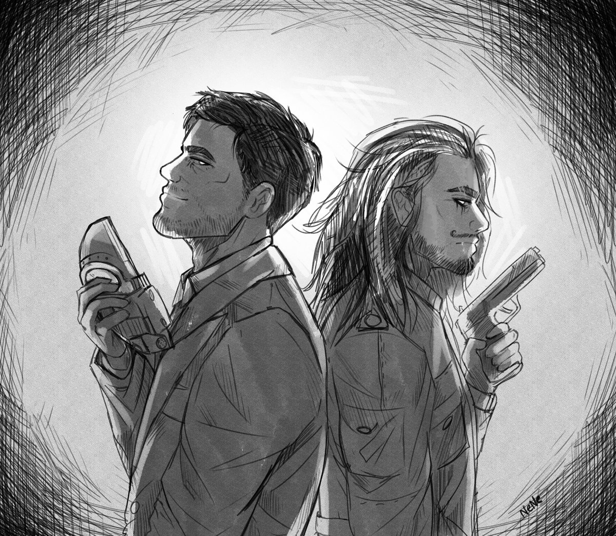 NeNe_Pudelek's tweet photo. Znalazłam chwilkę by coś nabazgrać <3 Super duo, które często musze nadrabiać bo śpię w nocy XDD 
#5city #5cityArt Banksik i Gross <3 https://t.co/tR6vDBU2Fk