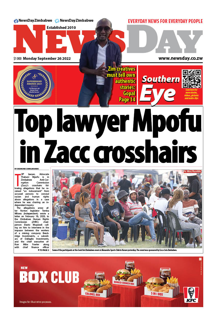 NewsDay Zimbabwe on Twitter: "🔴Just published: front page of the #