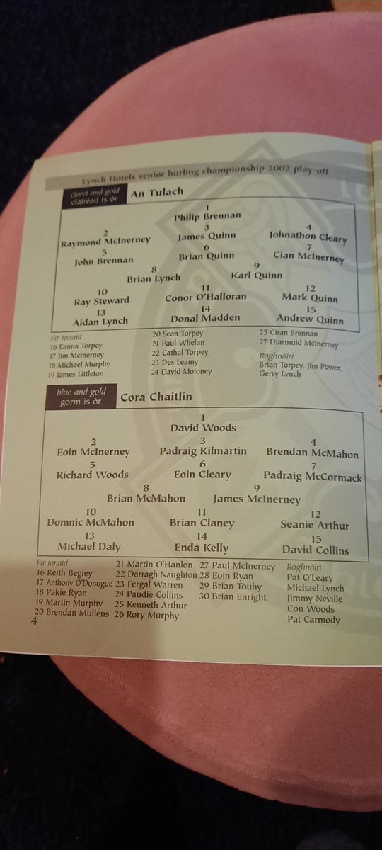 Programme from the 2002 Clare hurling championship Q finals /Junior B hurling semi-final.  #allthingsgaacollection Club Clare Clare Hurling