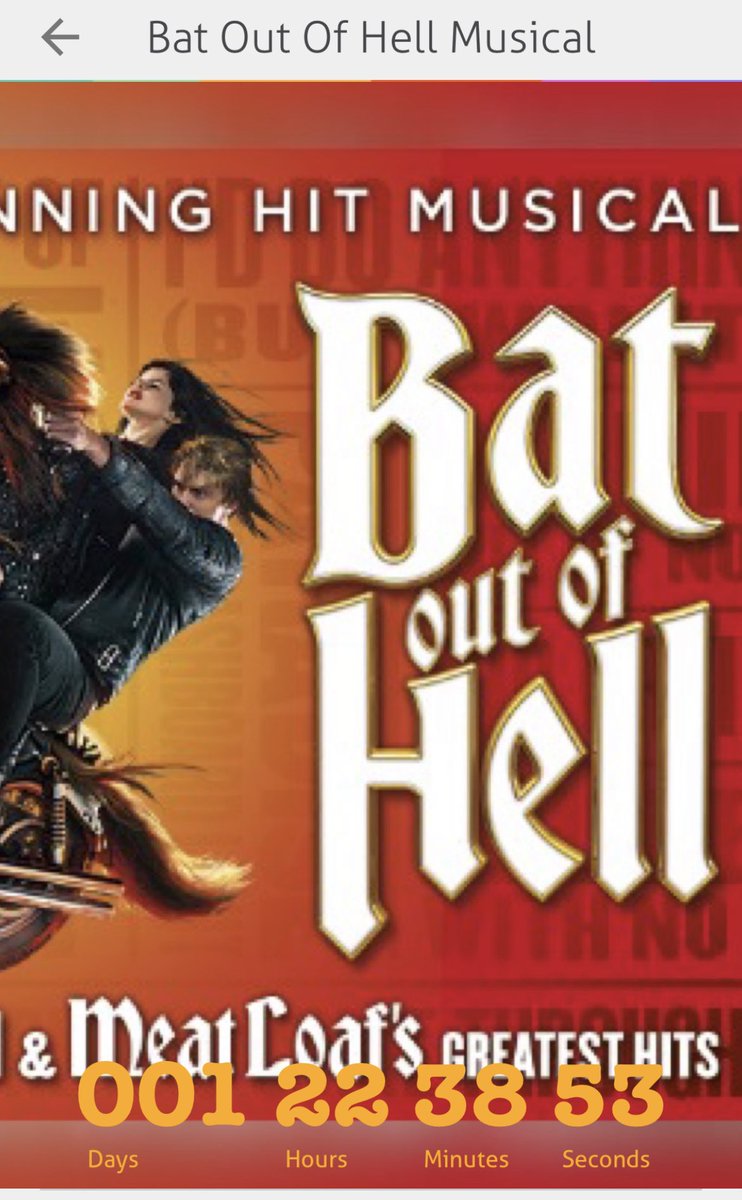 Not long now till I finally see <a href="/BatTheMusical/">Bat Out Of Hell</a> on it’s UK tour down at the <a href="/New_Theatre/">New Theatre Cardiff</a> &amp; it’s a sell out, OMG 😍🦇❤️🔥🤘🏻