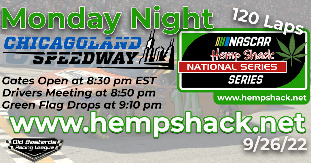 HempShack's tweet photo. Old Bastards Racing League Hemp Shack Monday Night ARCA RACING SERIES Race @ Chicagoland Speedway 120 Laps
Practice Starts at 8:20 PM EST
Race Starts 9:00 PM
To Race You Must Be In Practice By 8:30 PM

Race Info at: https://t.co/hzH2WA2wh8
Series… https://t.co/kDFa791rD7 https://t.co/LeZZLtA9Tk