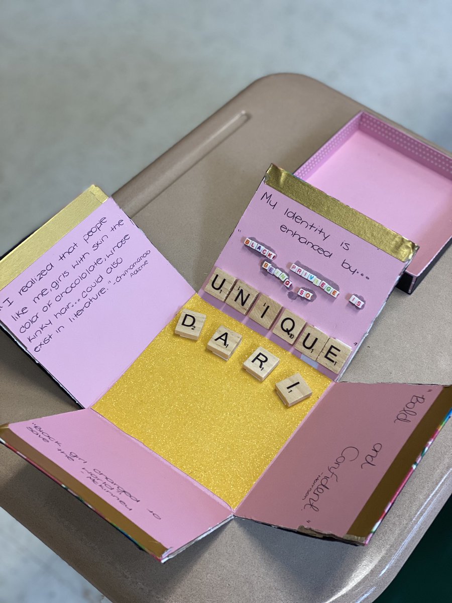 shahspacenow's tweet image. Students in my African American Experiences in Lit class had a chance to do a gallery walk of peers’ work that focused on what confines and enhances their identity. Thanks for your help @Mrs_Furukawa! @GWEnglishDept