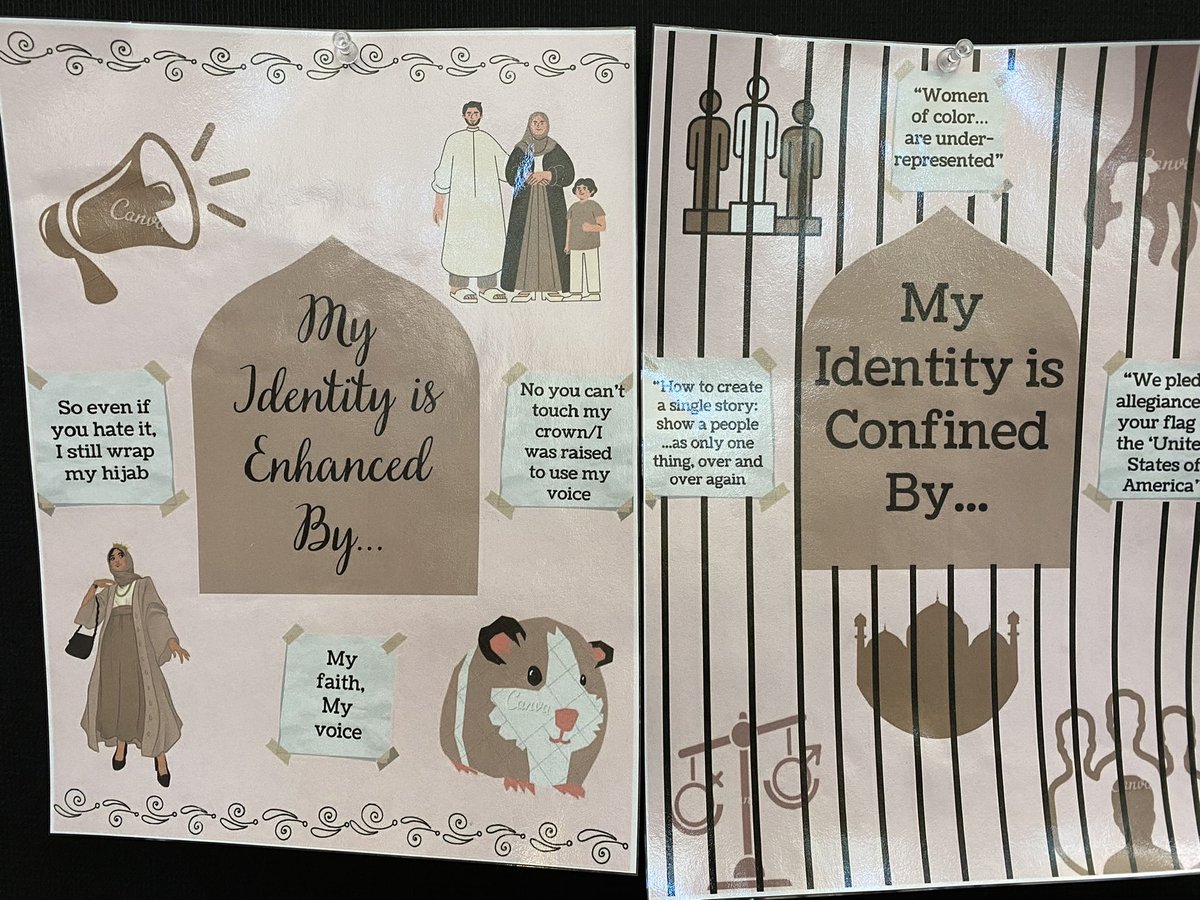shahspacenow's tweet image. Students in my African American Experiences in Lit class had a chance to do a gallery walk of peers’ work that focused on what confines and enhances their identity. Thanks for your help @Mrs_Furukawa! @GWEnglishDept