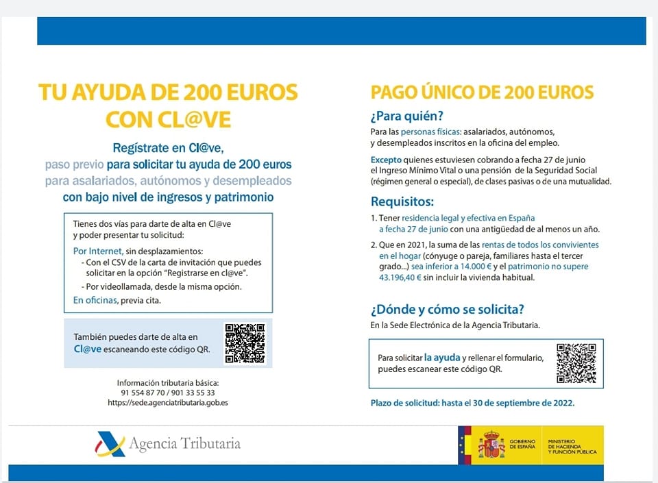 RedAgentesSalud's tweet photo. ⏰Recuerda que el día 30 de septiembre termina el plazo para solicitar la ayuda de 200€.⏰
‼Solicitud ayuda 200€ de la Agencia Tributaria‼
compartimos los datos para que puedas acceder a ella fácilmente.
https://t.co/HgZNOJs0Xc 
#SomosRed #saludentreiguales #ASBC https://t.co/vQh7gySwqu