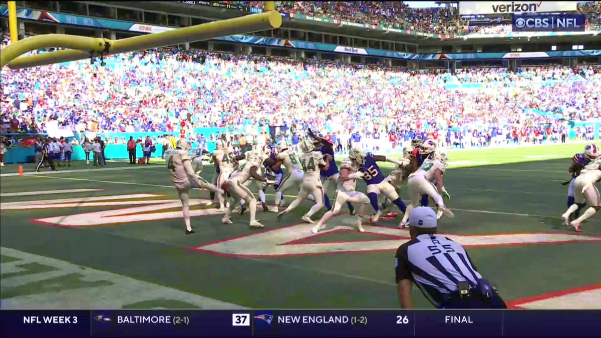 CBSSports's tweet photo. Dolphins punt was blocked by, well, ... yeah https://t.co/2tUj0HycA0