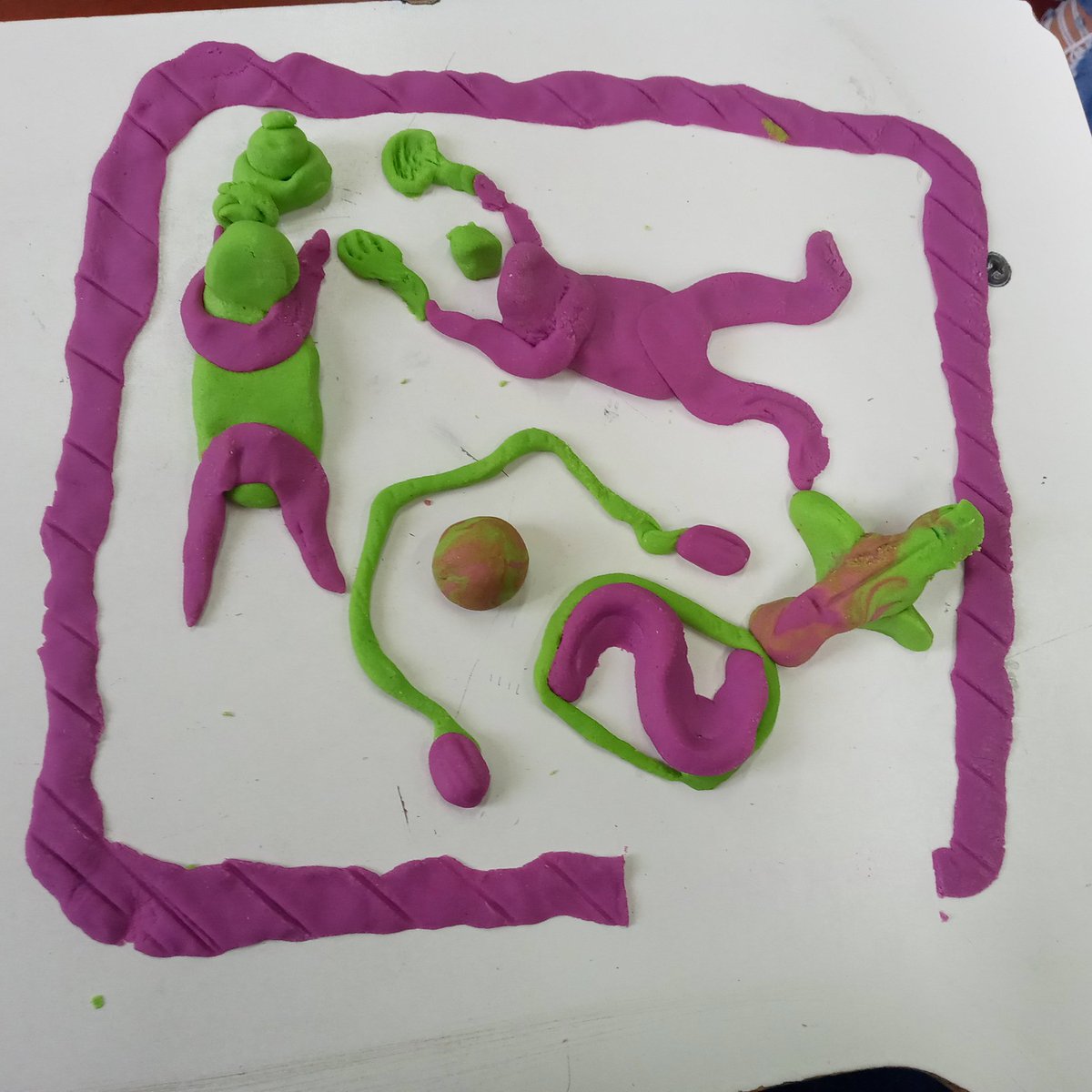 EC_DGunmdp's tweet photo. En la clase de #didacticageneralmdp tuvimos que representar qué es para nosotros la enseñanza. Se me ocurrió representar esta plaza, donde el juego es el intermediario por el cual conocemos el mundo y a otros, enseñando y aprendiendo. https://t.co/G2nJil8ycN