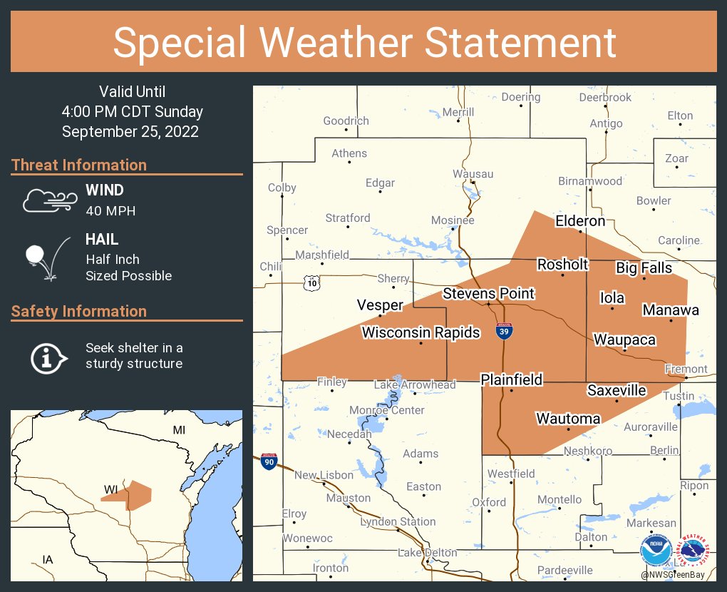 NWS Green Bay on Twitter "A special weather statement has been issued