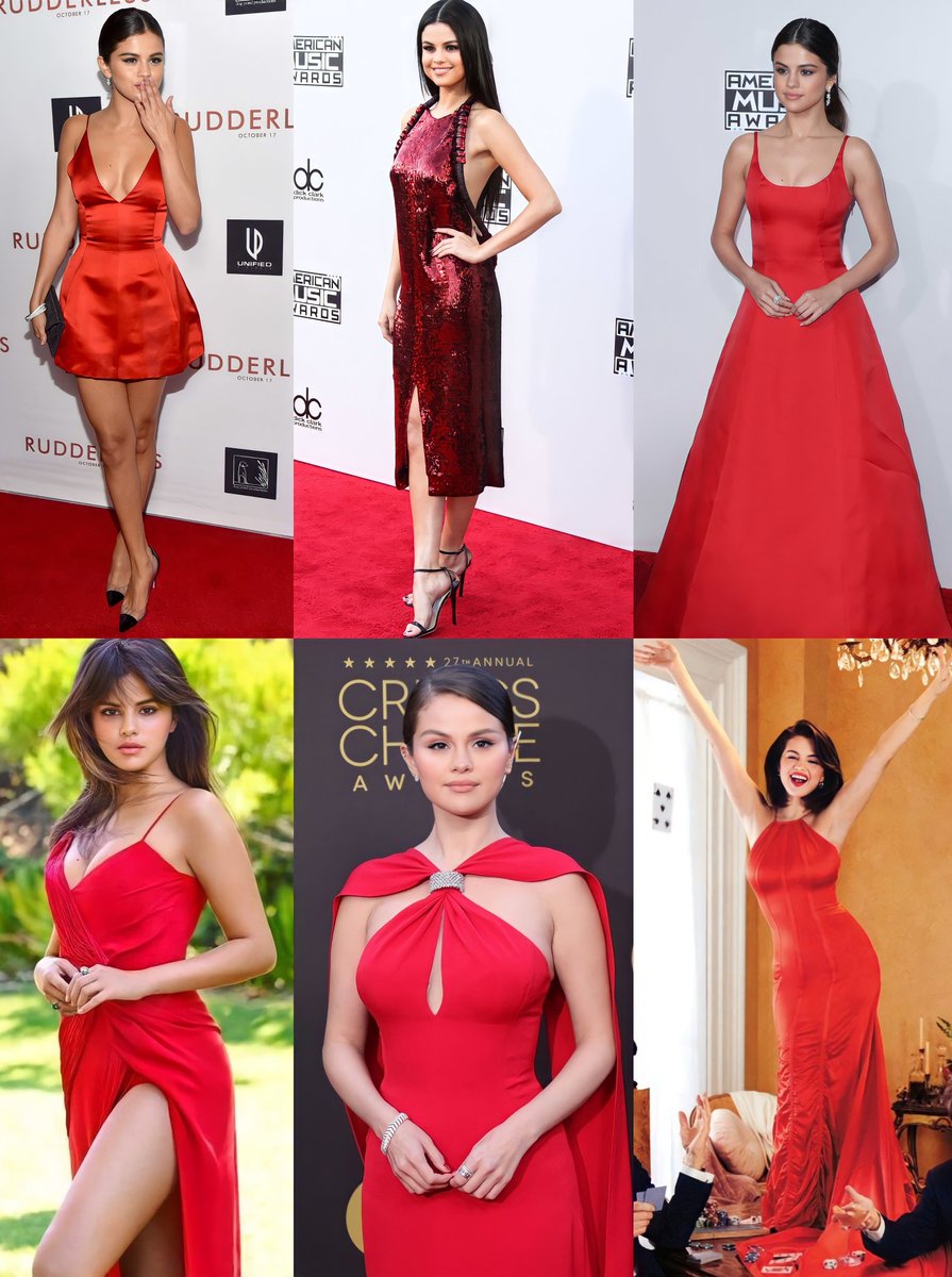 fetishxsel's tweet photo. it's always Selena Gomez in a red dress https://t.co/wNxsKlyxlh