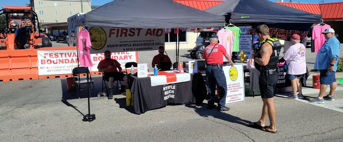 NMBRescue's tweet photo. The annual Irish Italian American Festival in North Myrtle Beach was a great big party yesterday. We greeted hundreds of locals and visitors, proudly showed off one of our ambulances and The Merlin Bellamy, took lots of blood pressures and even responded to 4 medical calls. https://t.co/a1qSapNIeh