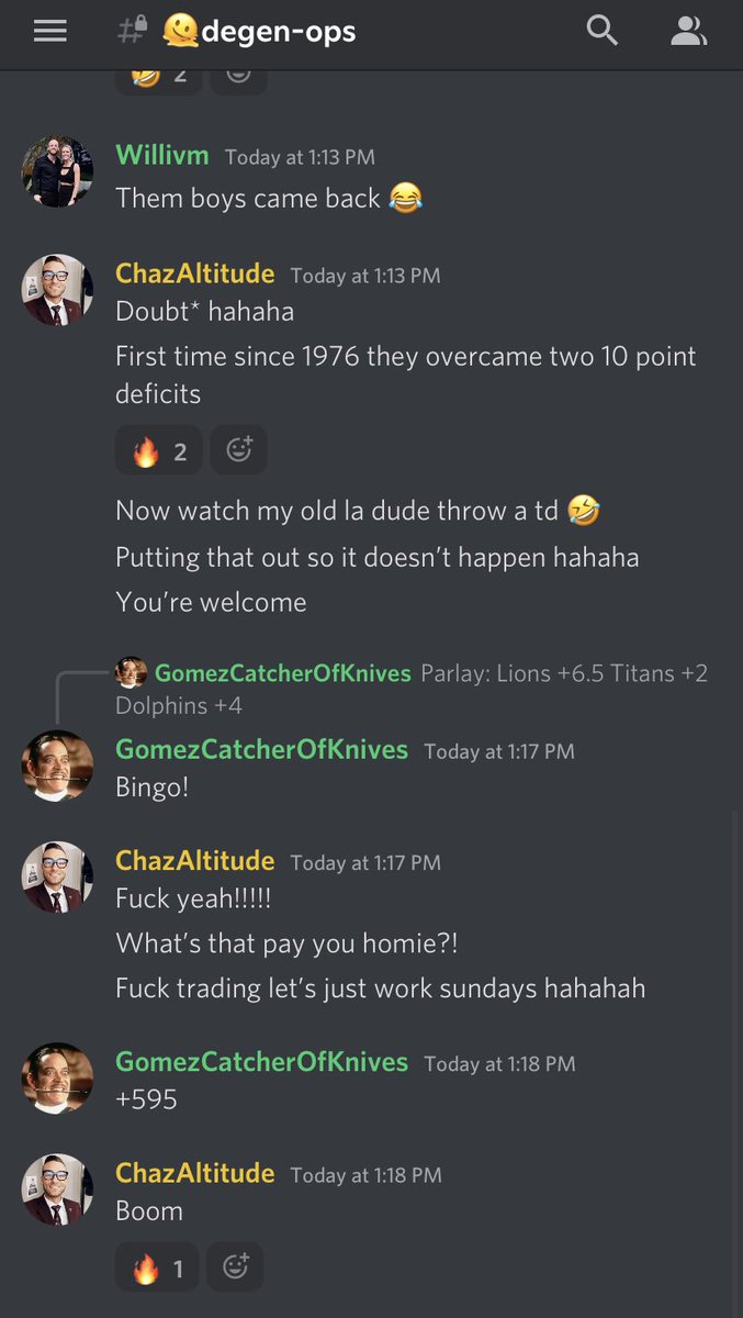 MntlmrktsChaz's tweet photo. Our degenerate channel is worth the discord. JS. https://t.co/Q83Py9bPcv