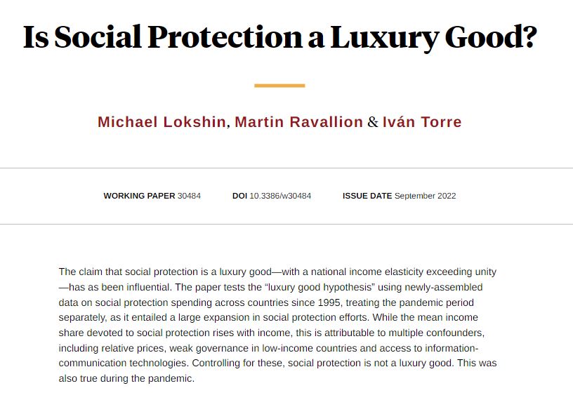 NBER (@nberpubs) on Twitter photo Data on public spending on social protection (SP) along with plausible covariates rejects the idea that SP is a luxury good across countries. This also holds for the pandemic, from Michael Lokshin, <a href="/MartinRavallion/">Martin Ravallion</a> and Iván Torre nber.org/papers/w30484 Data on public spending on social protection (SP) along with plausible covariates rejects the idea that SP is a luxury good across countries. This also holds for the pandemic, from Michael Lokshin, <a href="/MartinRavallion/">Martin Ravallion</a> and Iván Torre nber.org/papers/w30484